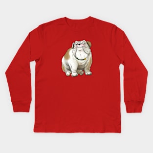 Happy English Bull Dog Breed Kids Long Sleeve T-Shirt